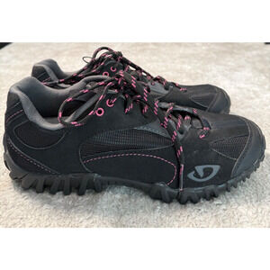 Giro Petra Black Pink Lace Up Bicycle Shoes with Clips Womens Size 7.5 EU 39